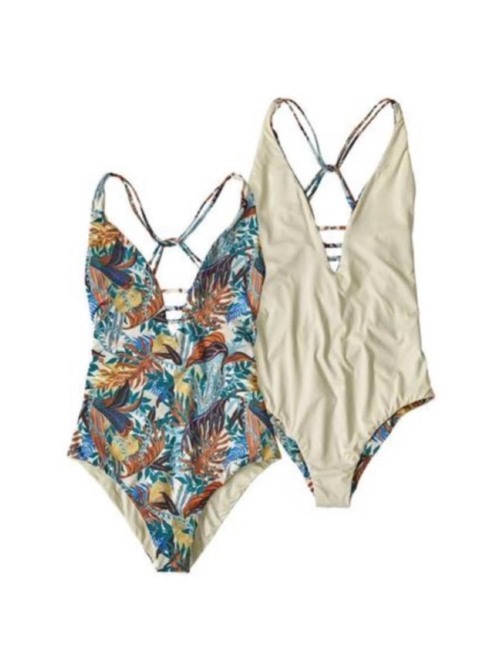 Patagonia Reversible one piece bathing suit - Jurassic ferns / rutabaga white